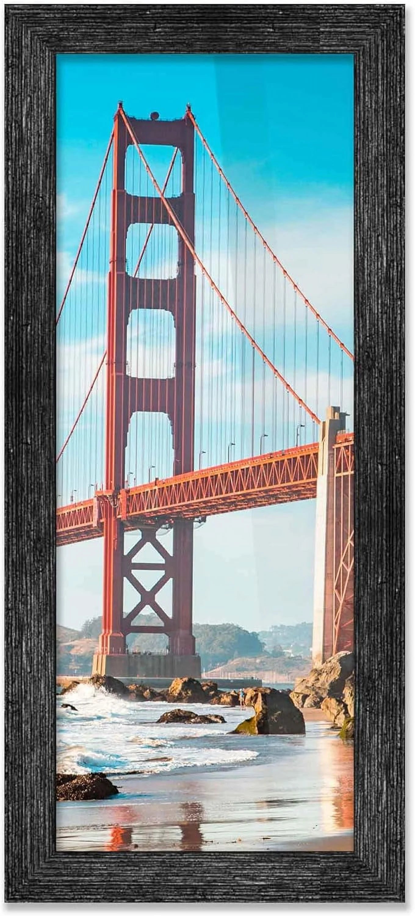 14x44 frame black barnwood picture frame includes uv plexiglass, acid  foam backing board and hanging hardware