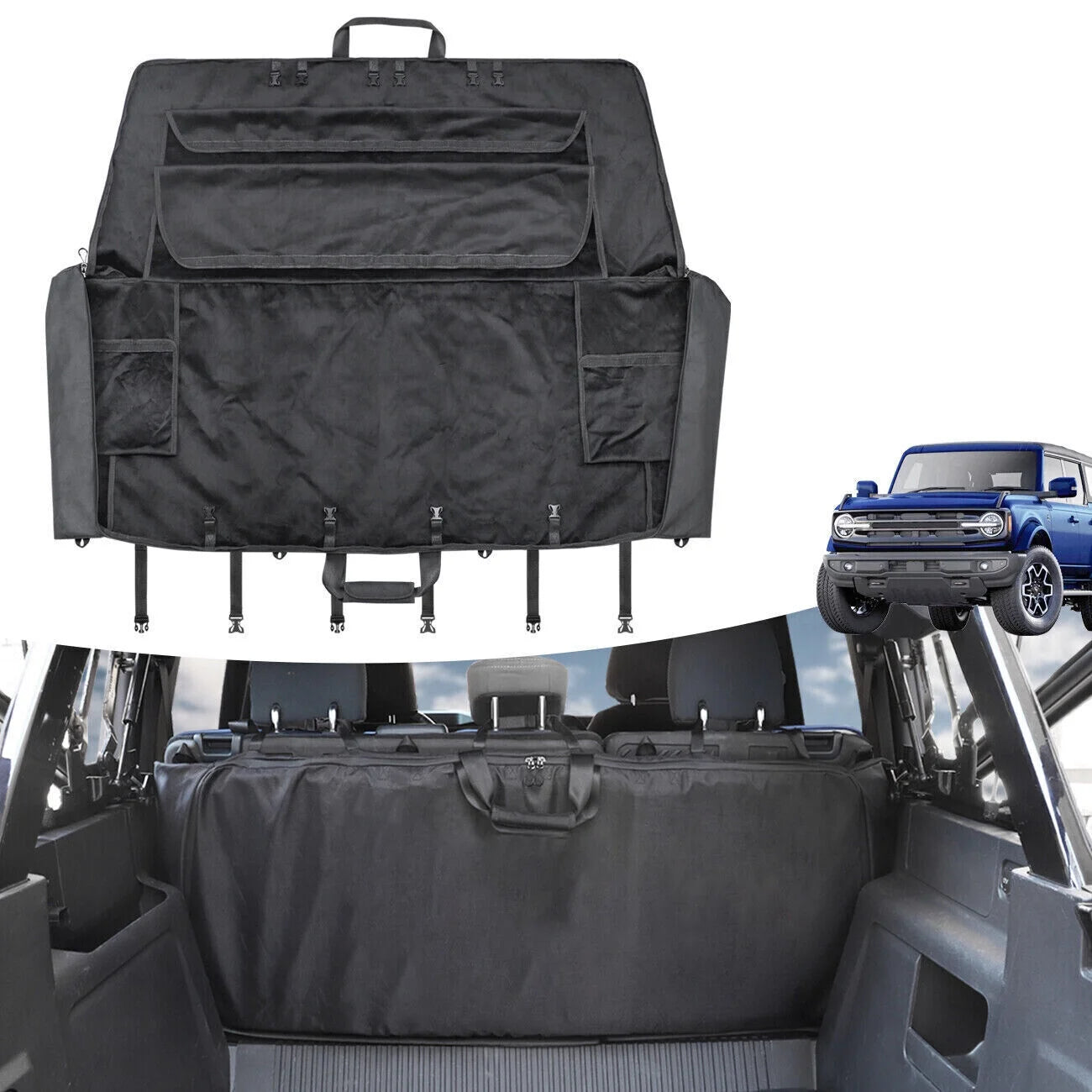 Window storage bag soft top organizer 600d for 2021 2022 2023 ford bronco 4 door