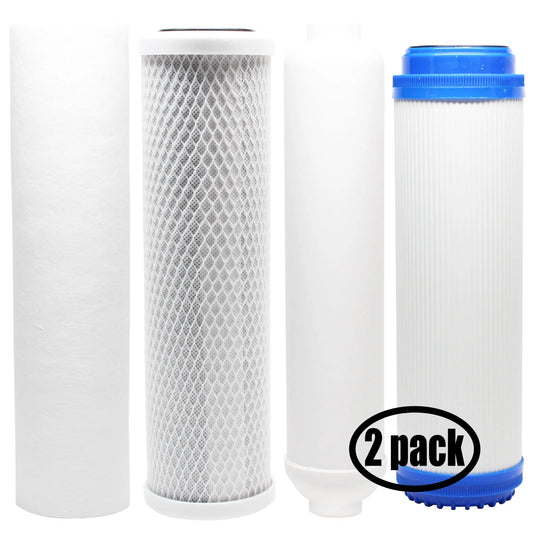 2-pack replacement for filter kit for reverse osmosis revolution rcc1up ro system - includes carbon block filter, pp sediment filter, gac filter & inline filter cartridge - denali pure brand