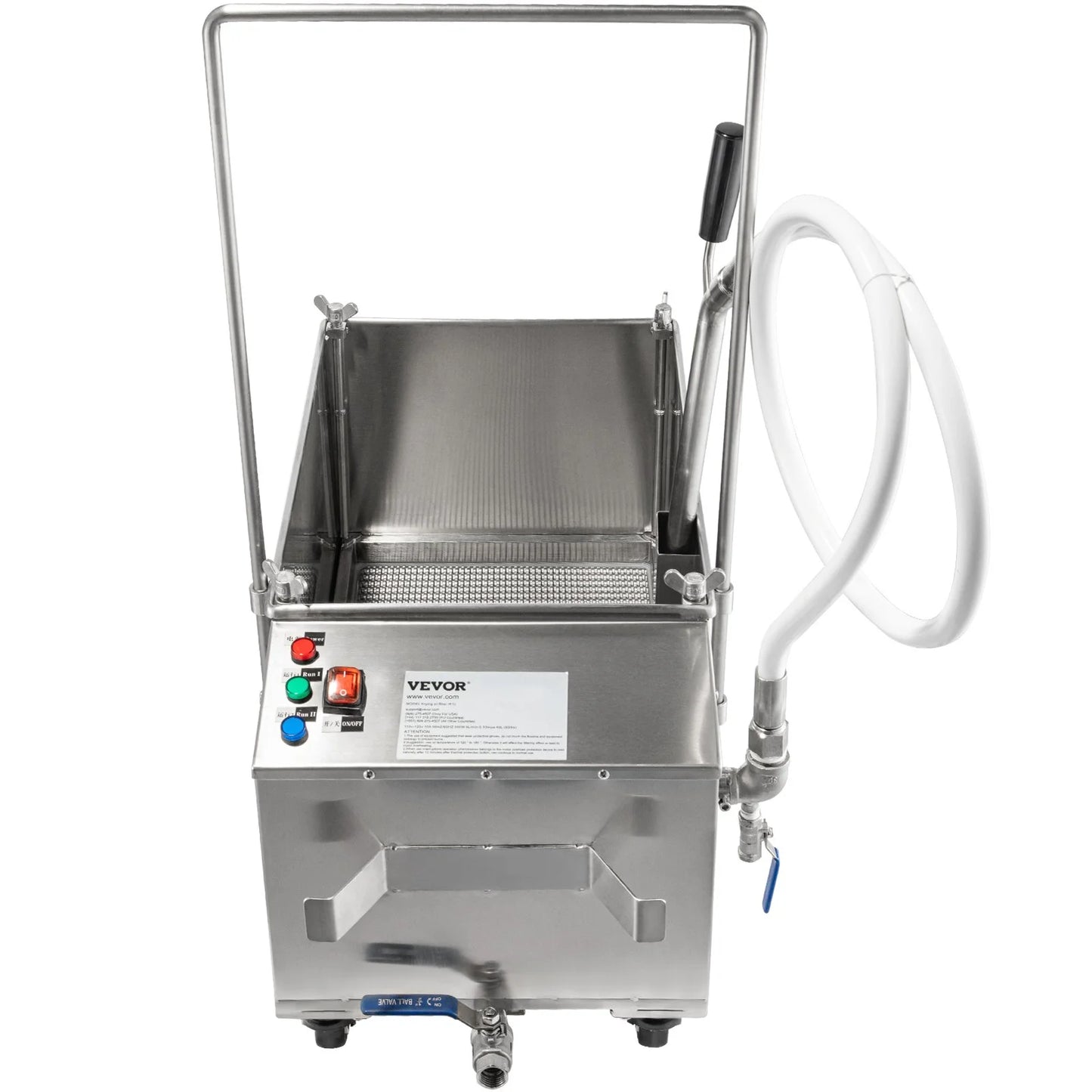 Vevor 116 lbs mobile fryer filter, 300w oil filtration system with pump and hose at 110v