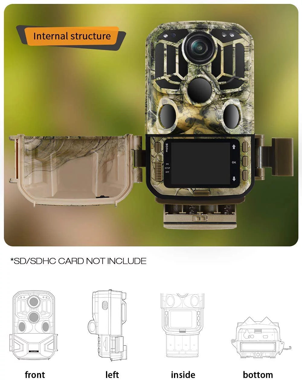 Campark h80 wifi bluetooth trail camera 20mp 1296p game hunting camera with nigth vision waterproof