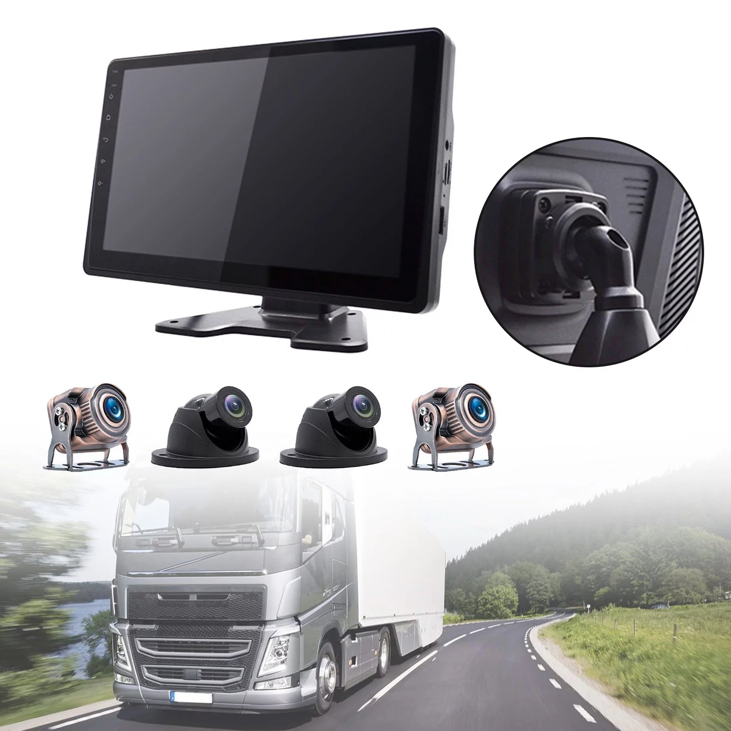 10.1"monitor dvr driving video recorder touch screen gps for rv truck bus camera b