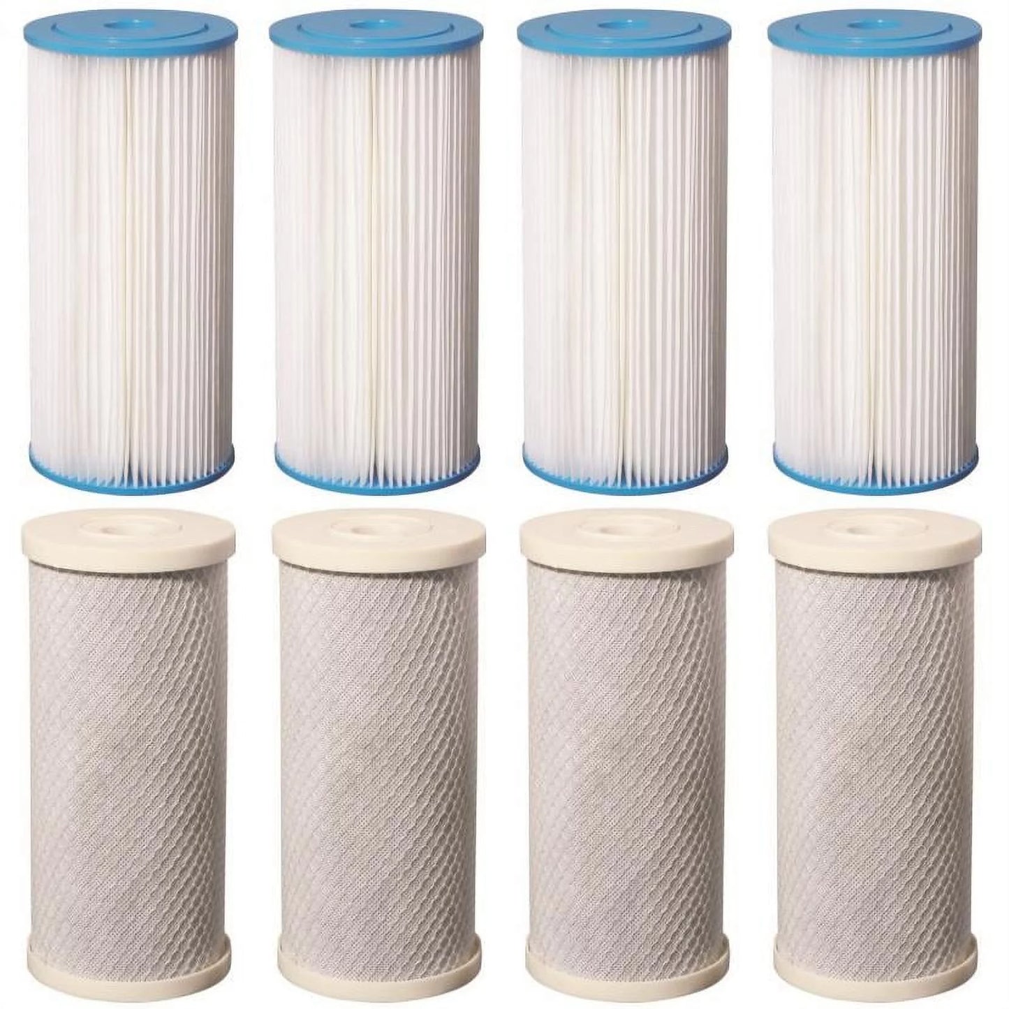 8 big blue cto carbon block & pleated sediment 4.5" x 10" replacement filter cartridges