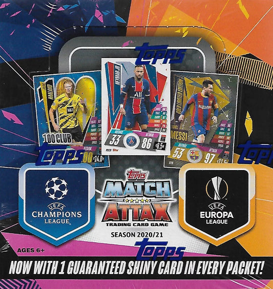 2020 2021 topps soccer uefa champions league match attax 30 pack display box with shiny cards