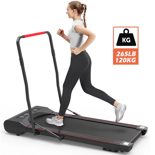 Under desk walking pad mini treadmill featuring a convenient handlebar