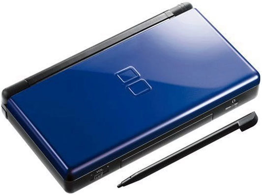 Restored nintendo ds lite cobalt black video game console with stylus and charger (refurbished)