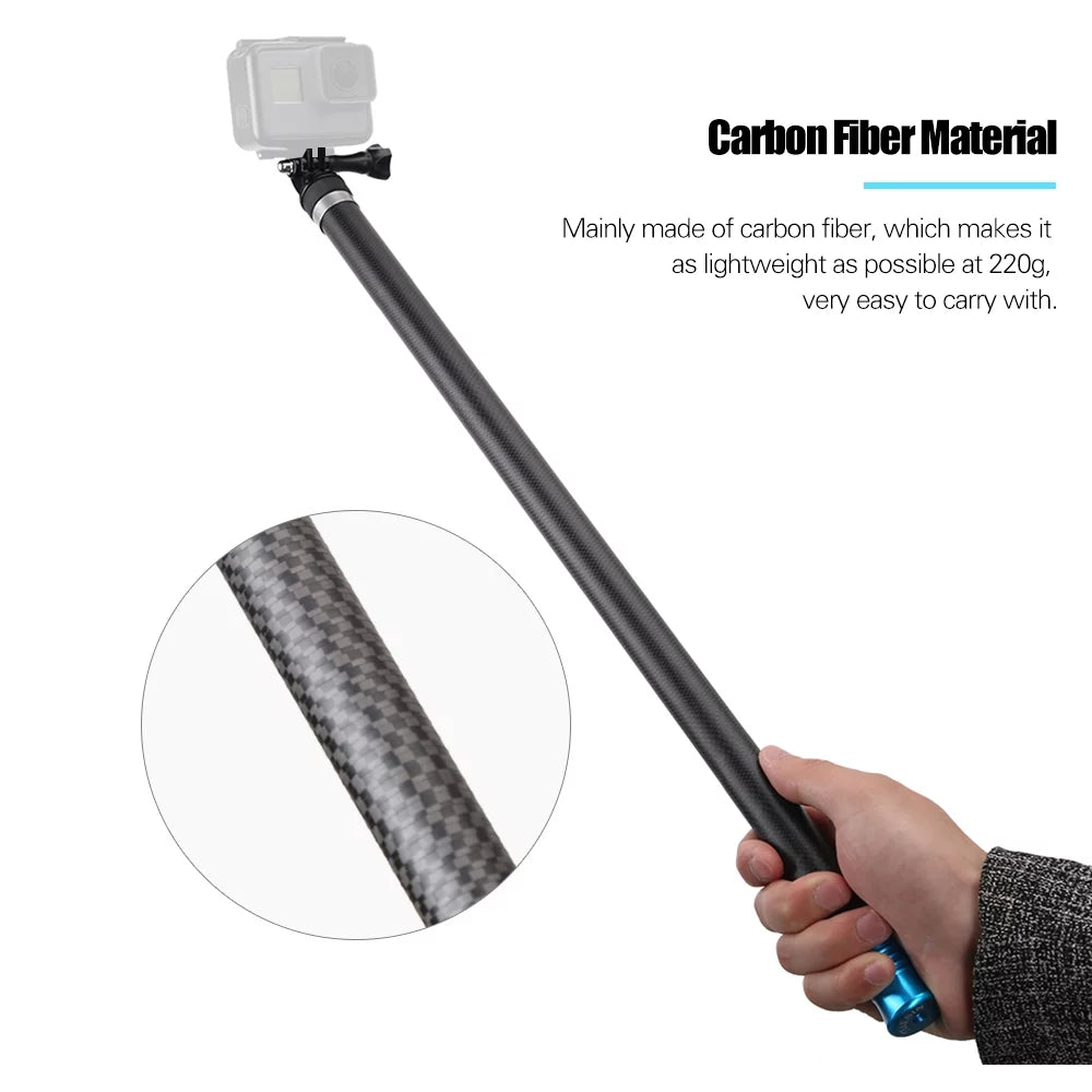 Telesin 2.7m/106 inch ultra long carbon fiber selfie stick lightweight extendable handheld pole monopod replacement for gopro hero 9/8/7/6/hero 5 black (2018) replacement for one r osmo act