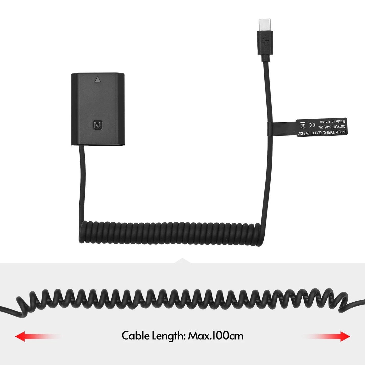 Andoer np-fz100 dummy battery usb-c coupler adapter with usb type-c spring power cable replacement for sony alpha a6600 a7c a7iii a7siii a7riii a7riv a9 a9ii a9r a9s cameras