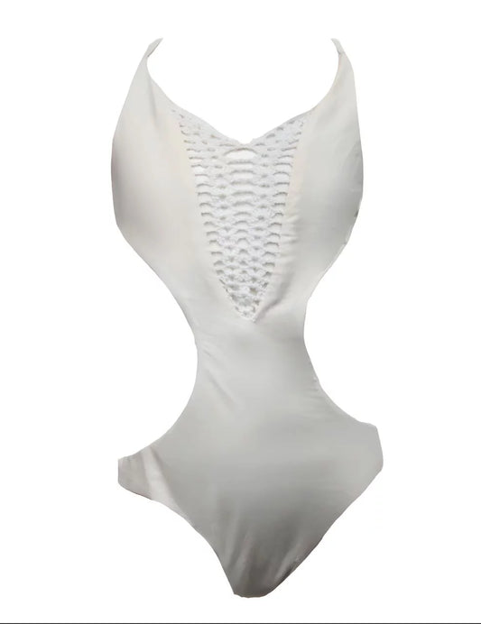 Spiritual gangster women's maui breathe one piece swimsuit, white, x-small