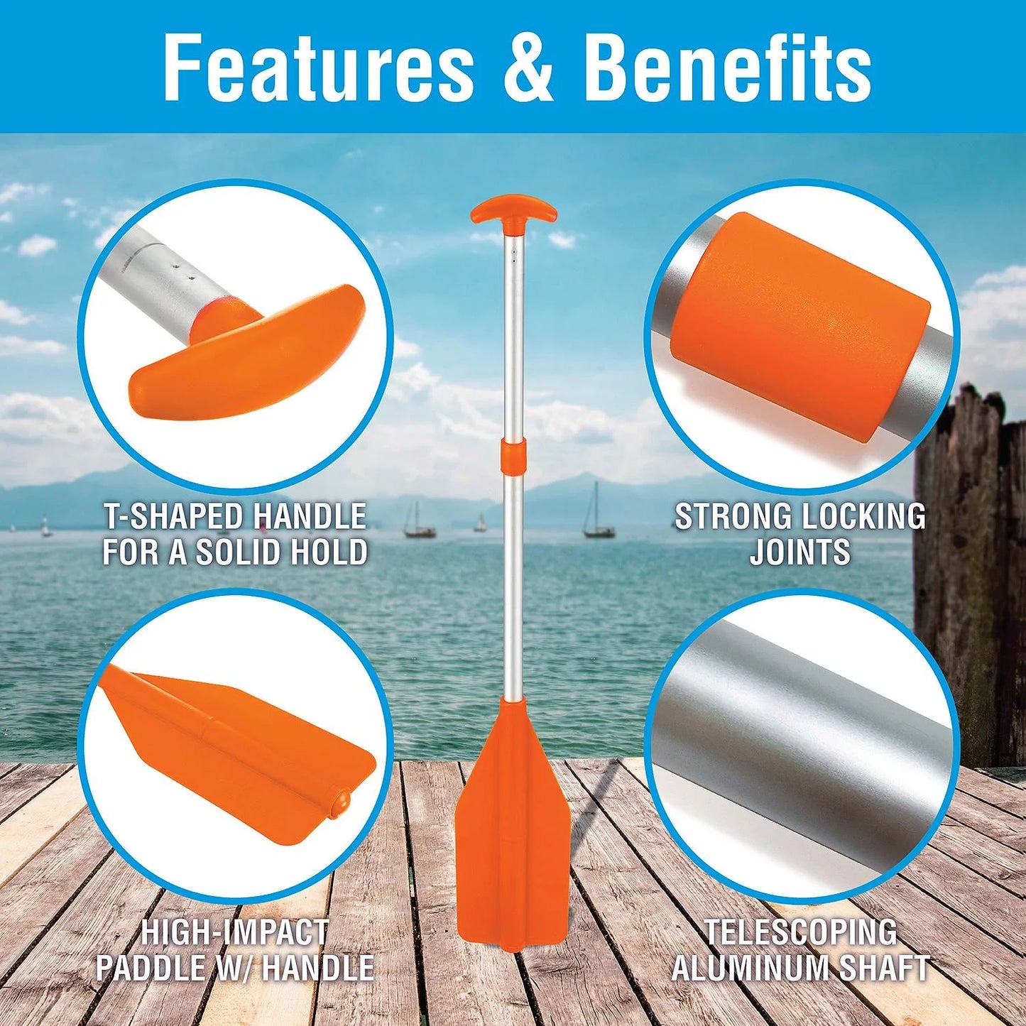 Seachoice 71100 orange 25" to 45" telescoping paddle