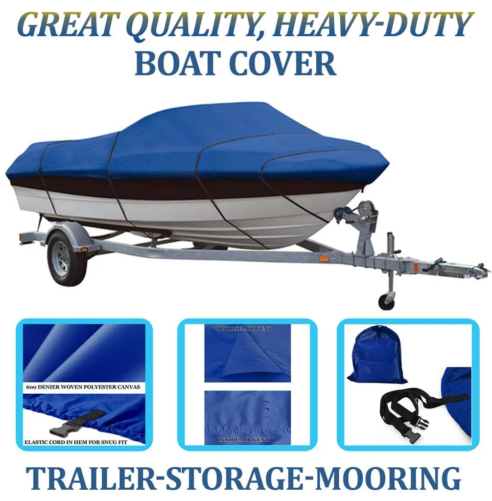 Blue, great quality boat cover compatible for dynasty grand sport 190 no arch i/o 1988 1989 trailearable