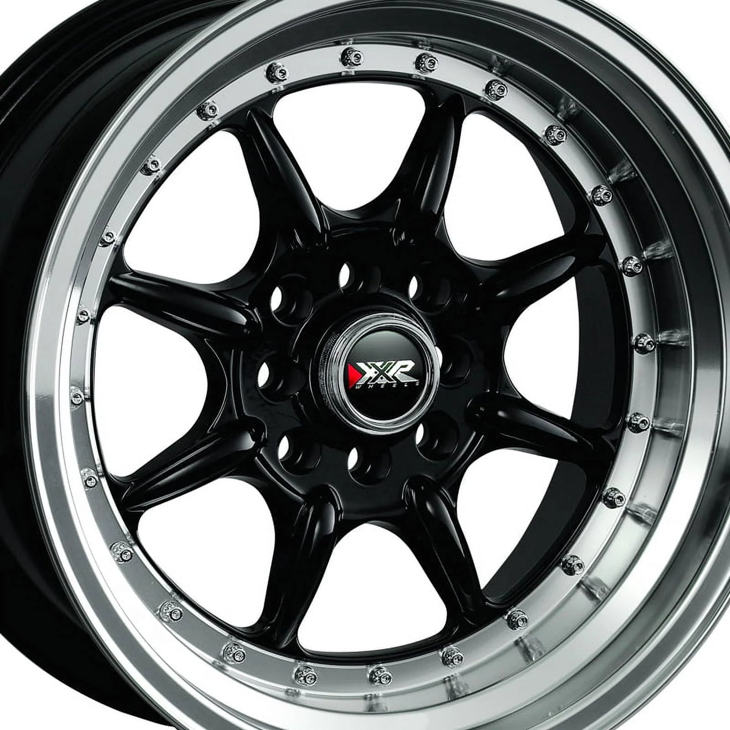 Xxr 2 16 black wheel / rim 4x100 & 4x4.5 with a 20mm offset and a 73.1 hub bore.