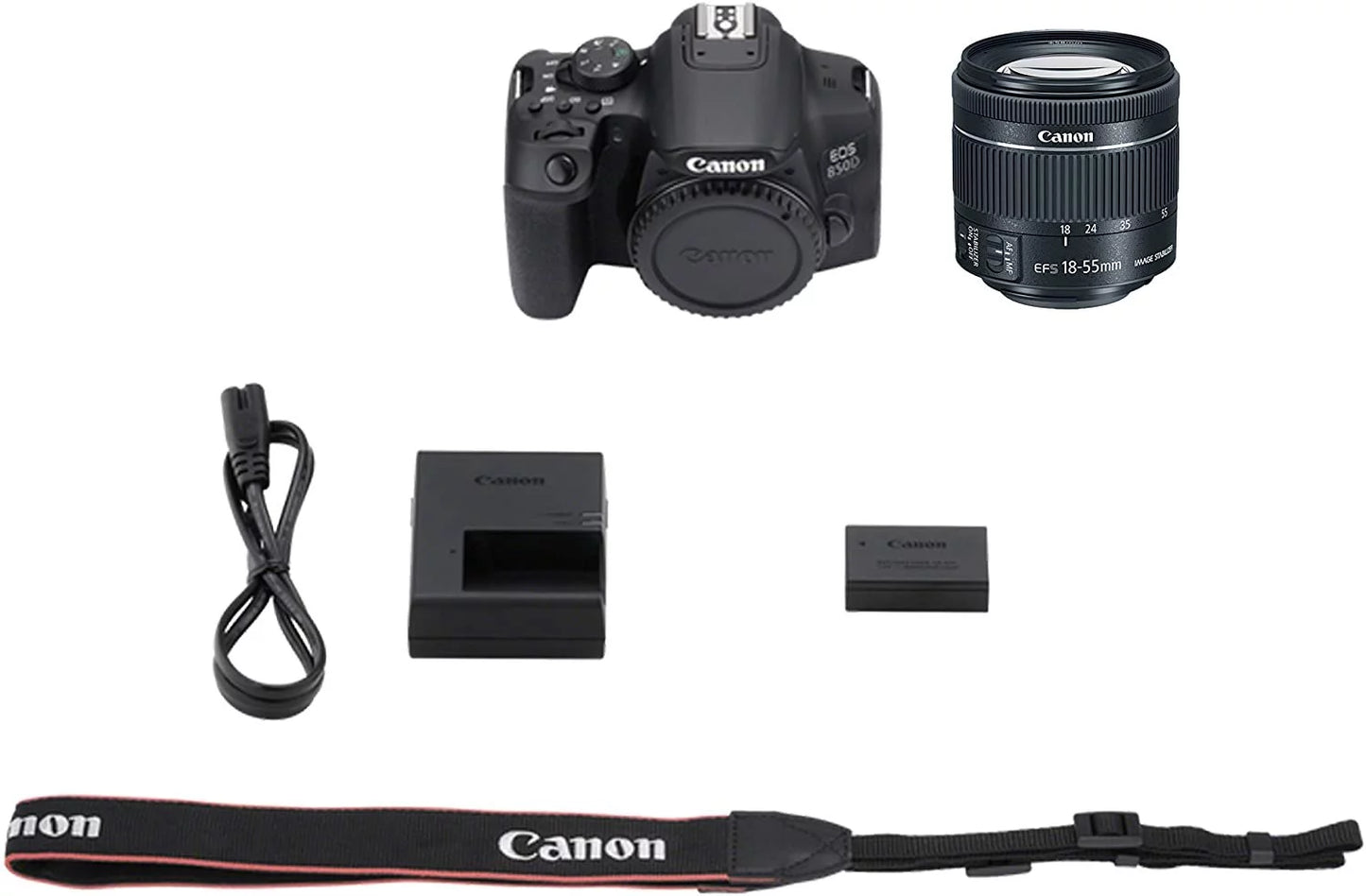 Canon eos 850d rebel t8i dslr camera w/ef-s 18-55mm f/4-5.6 stm zoom lens + 128gb memory + case + tripod + filters 36pc bundle