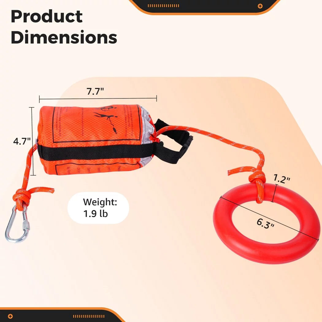 Water rescue throw bag with 70 feet of rope, first aid device for kayaking and rafting, safety equipment for raft and boat