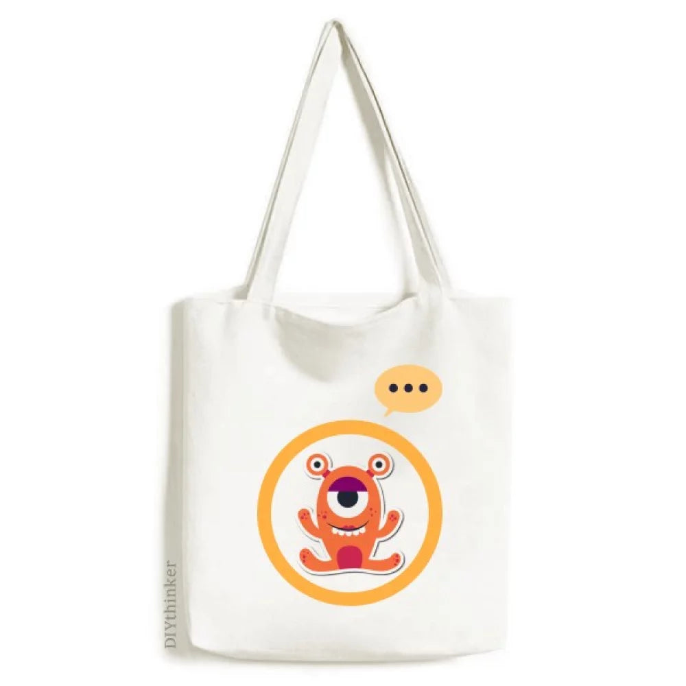 Universe and alien orange monster expression sack canvas tote shoulder bag