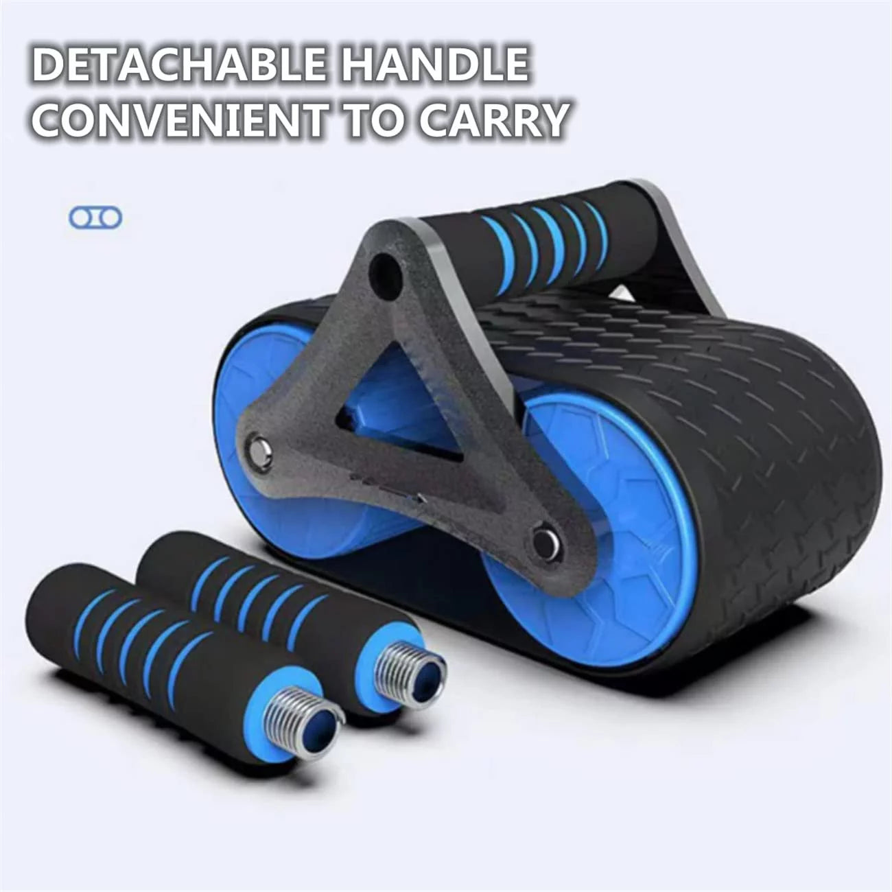 Ab roller wheel with knee mat for abdominal exercise, core workout equipment with automatic rebound assistance and resistance springs with ergonomic handle