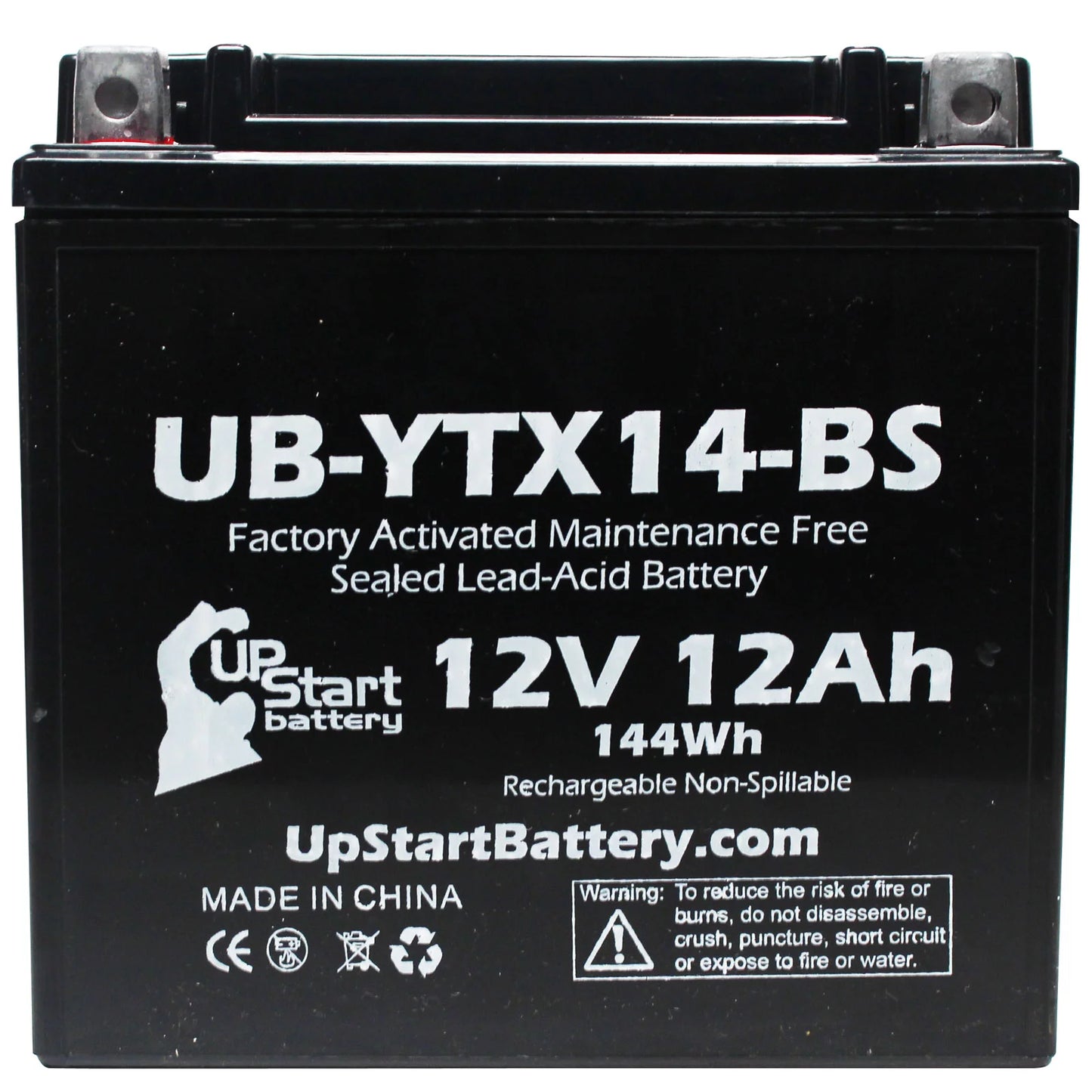 2-pack upstart battery replacement 2011 bmw f800st, gs 800 cc factory activated, maintenance free, motorcycle battery - 12v, 12ah, ub-ytx14-bs