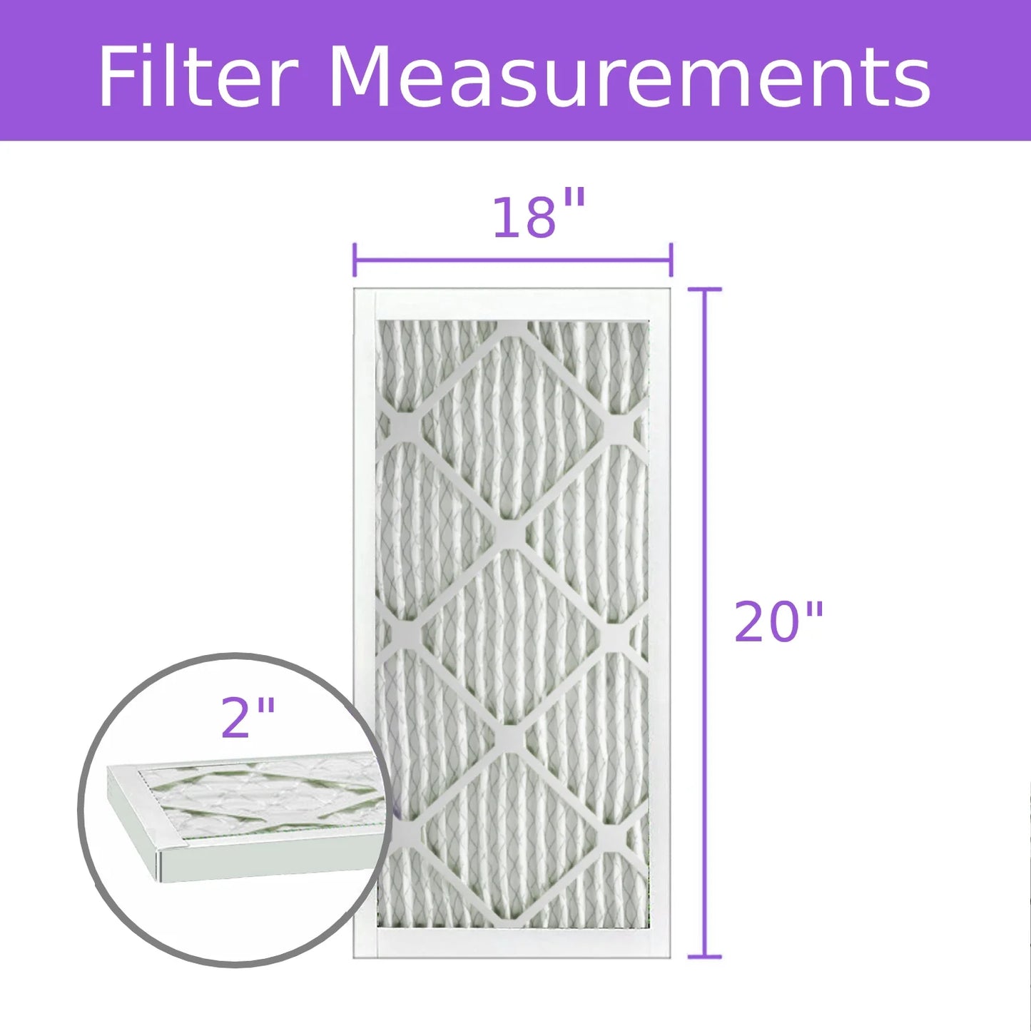 18x20x2, purolator dmk80 extended surface pleated air filter, mechanical merv 8, (6 pack)