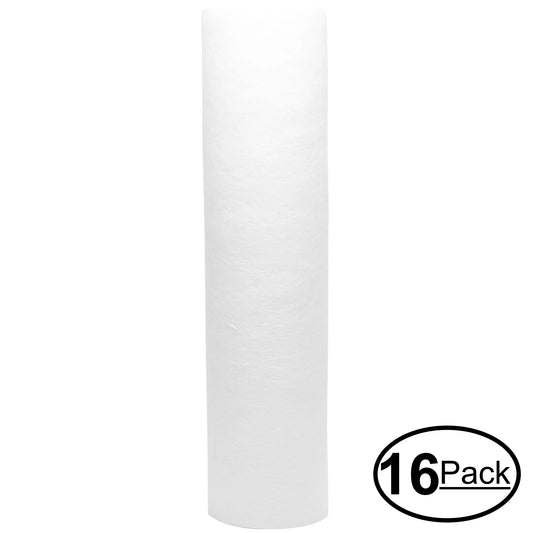 16-pack replacement for crystal quest cqe-in-00311 polypropylene sediment filter - universal 10-inch 5-micron cartridge for crystal quest voyager water filter system - denali pure brand