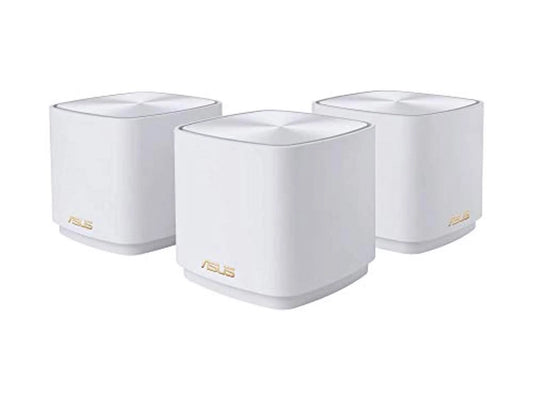 Asus zenwifi ax1800 dual-band mesh wifi 6 system (xd4) - 3 pack white, coverage up to 4,800 sq.ft & 25+ devices, 1800mbps, aimesh,  lifetime free internet security, parental control, easy setup