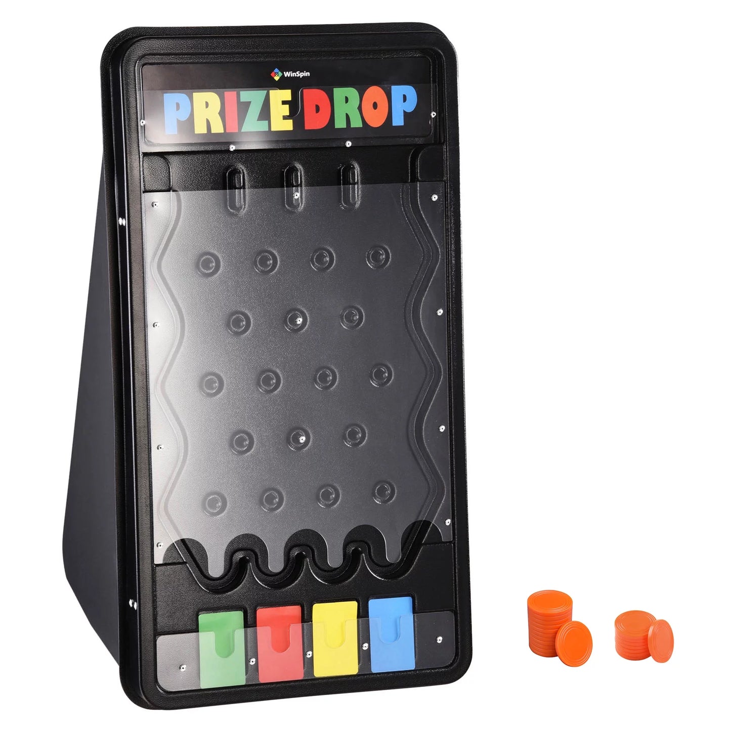 Winspin 25" prize drop board disk drop game w/20 pucks home tradeshow