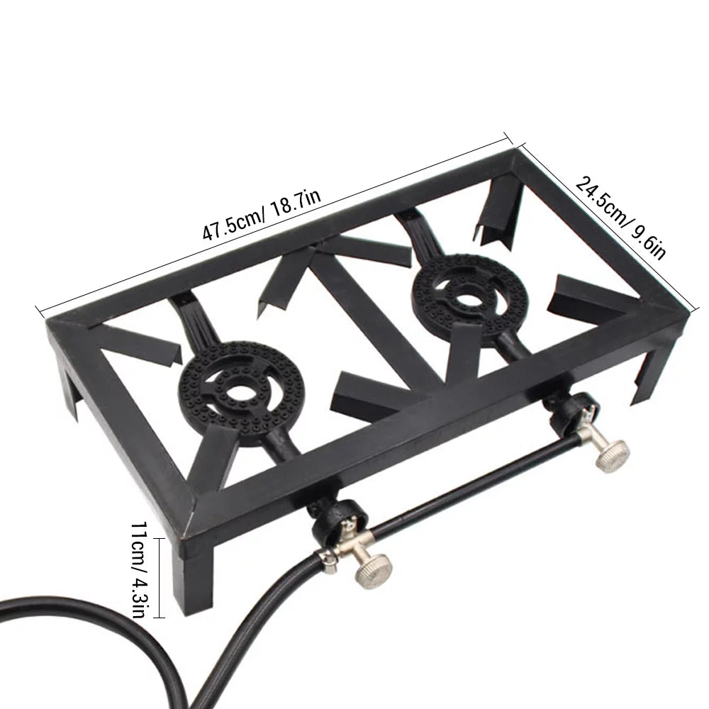 Anself propane gas double cast iron stove for patio camping bbq cooking (standard), durable and reliable furnace for cooking needs