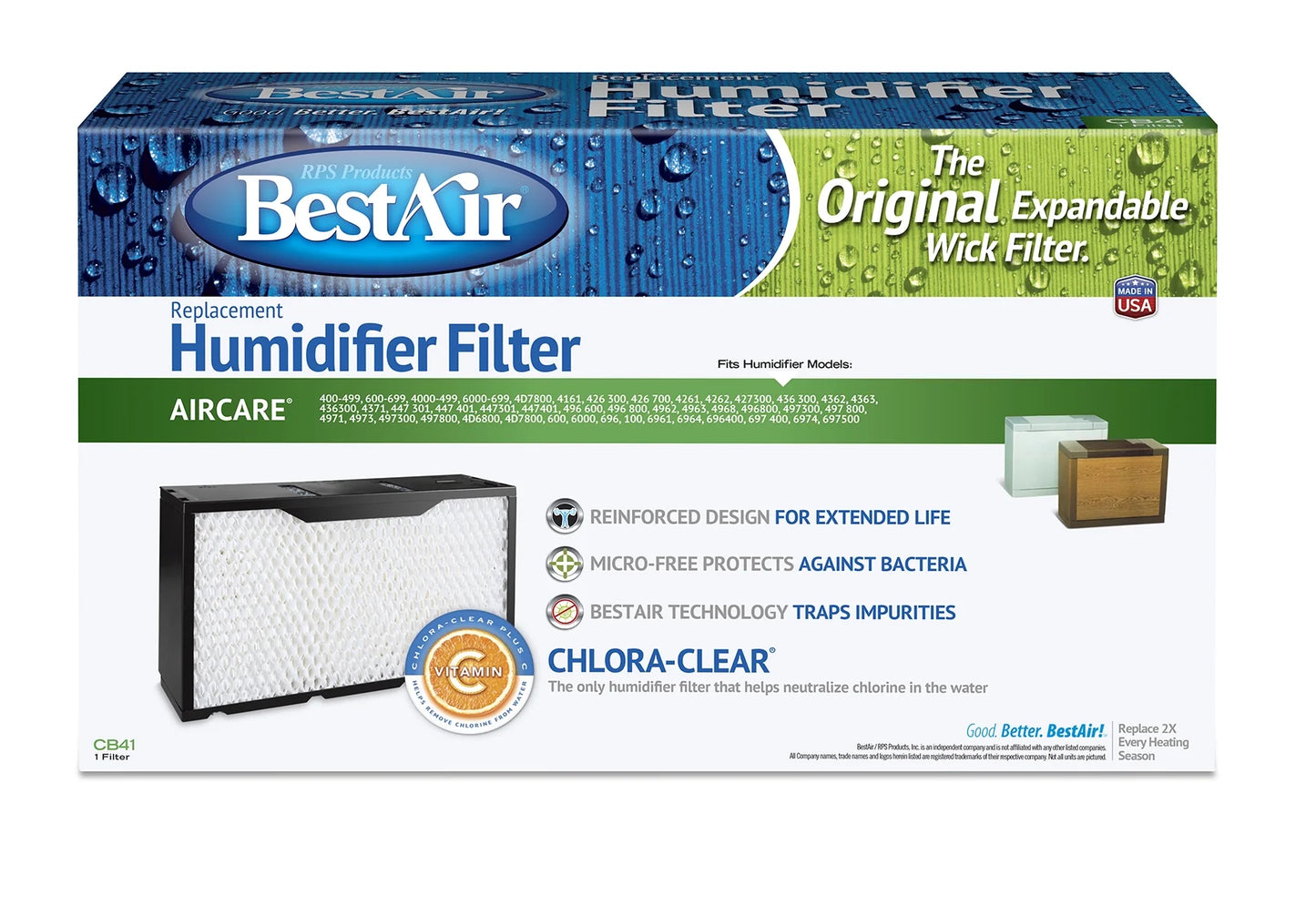 Bestair cb41 humidifier replacement wick filter for aircare models 9.375” x 16.625” x 4”