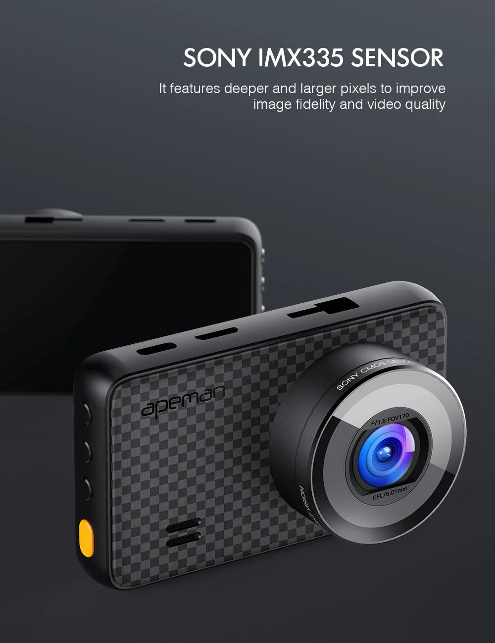 Apeman c860 2k x 1080p dual dash cam front and rear 3.0" hd ips screen, support 128gb