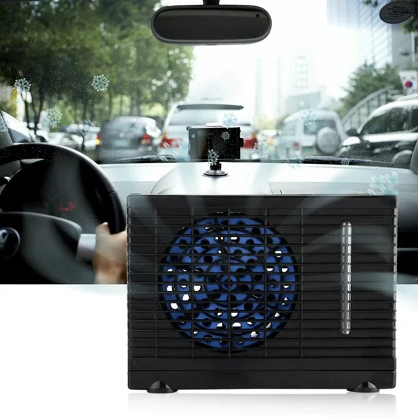 Zisugp portable 12v car truck home mini air conditioner evaporative water cooler fan evaporative air conditioner car air conditioner car phone holder