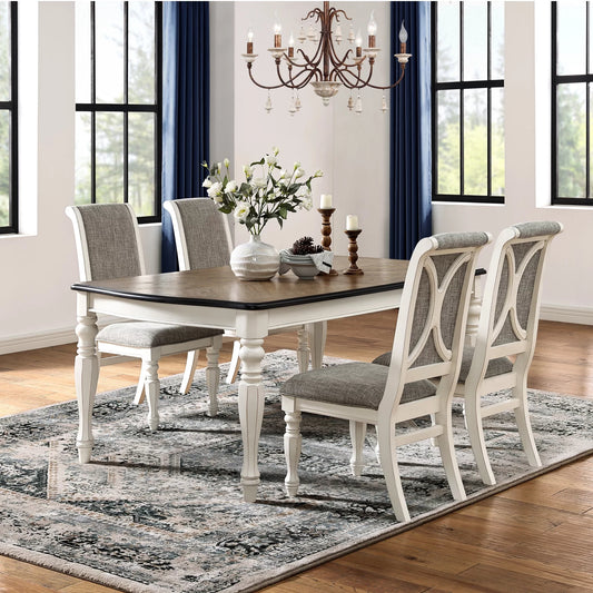 Roundhill furniture belleza french country 5-piece dining set in antique white and weathered oak finish