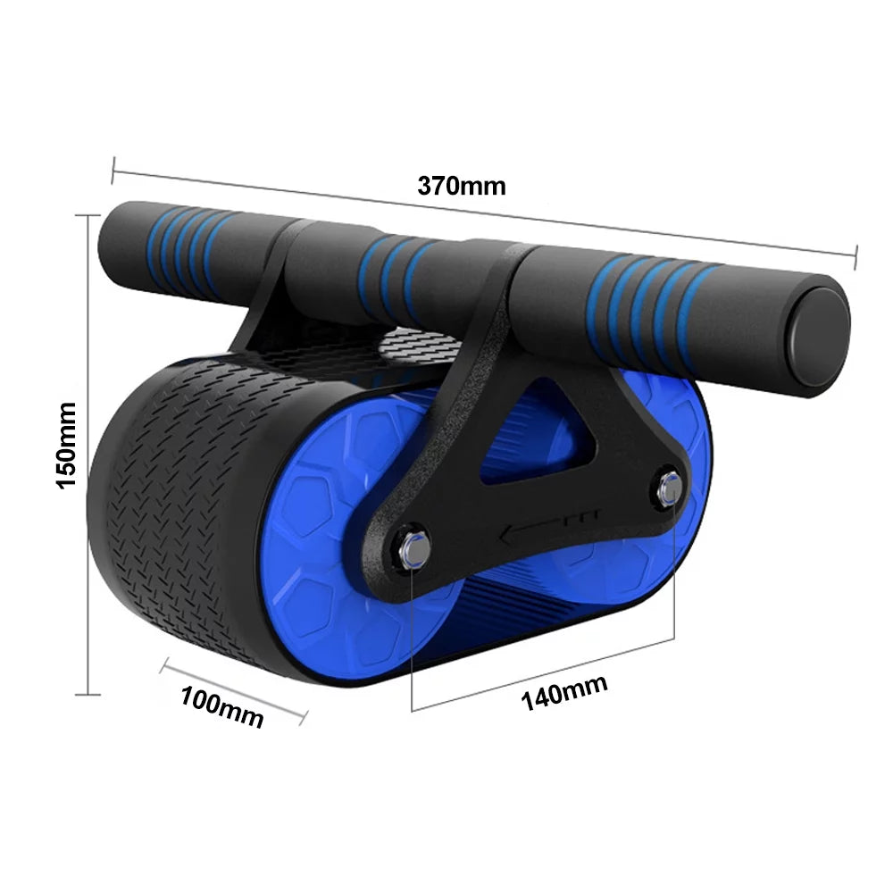 Ab roller wheel with knee mat for abdominal exercise, core workout equipment with automatic rebound assistance and resistance springs with ergonomic handle