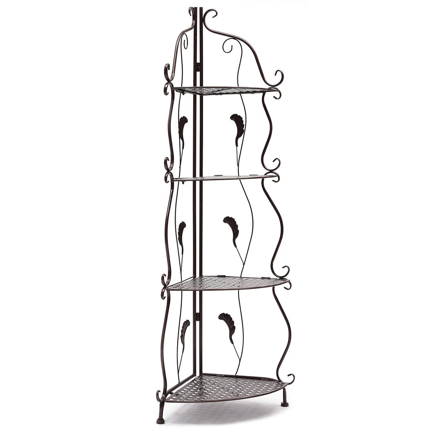 4-tier balcony plant pot rack corner storage shelf folding flower stand