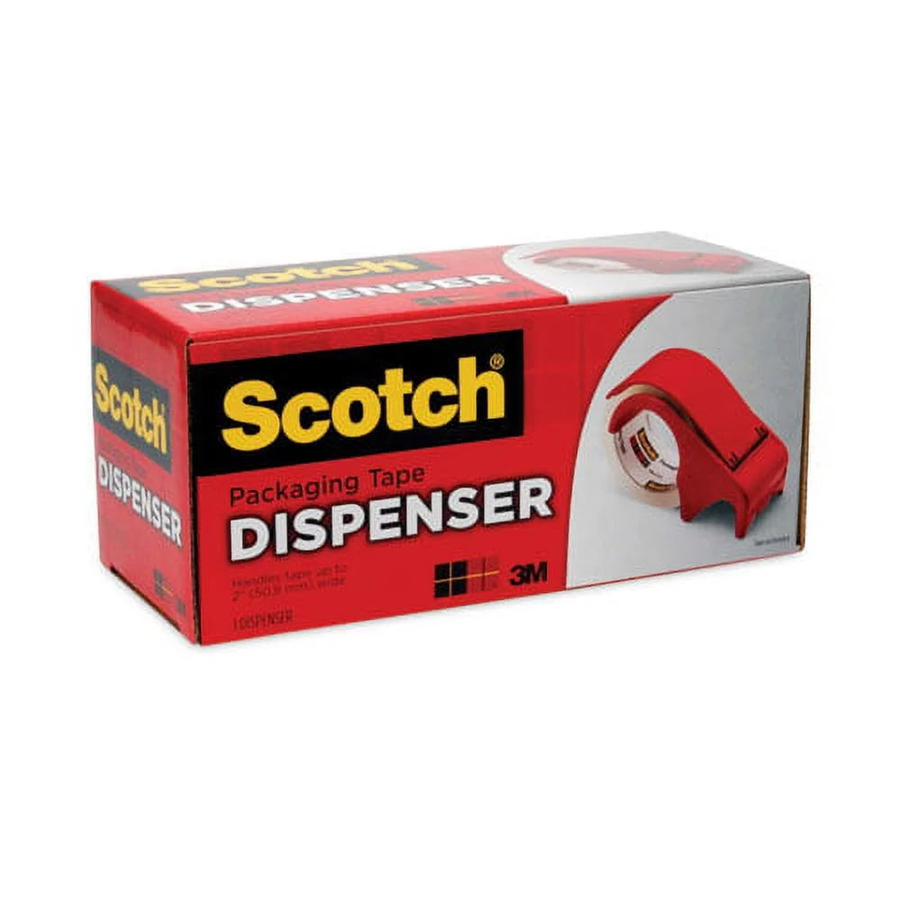 Scotch compact and quick loading dispenser for box sealing tape, 3" core, for rolls up to 2" x 60 yds, red | order of 1 each