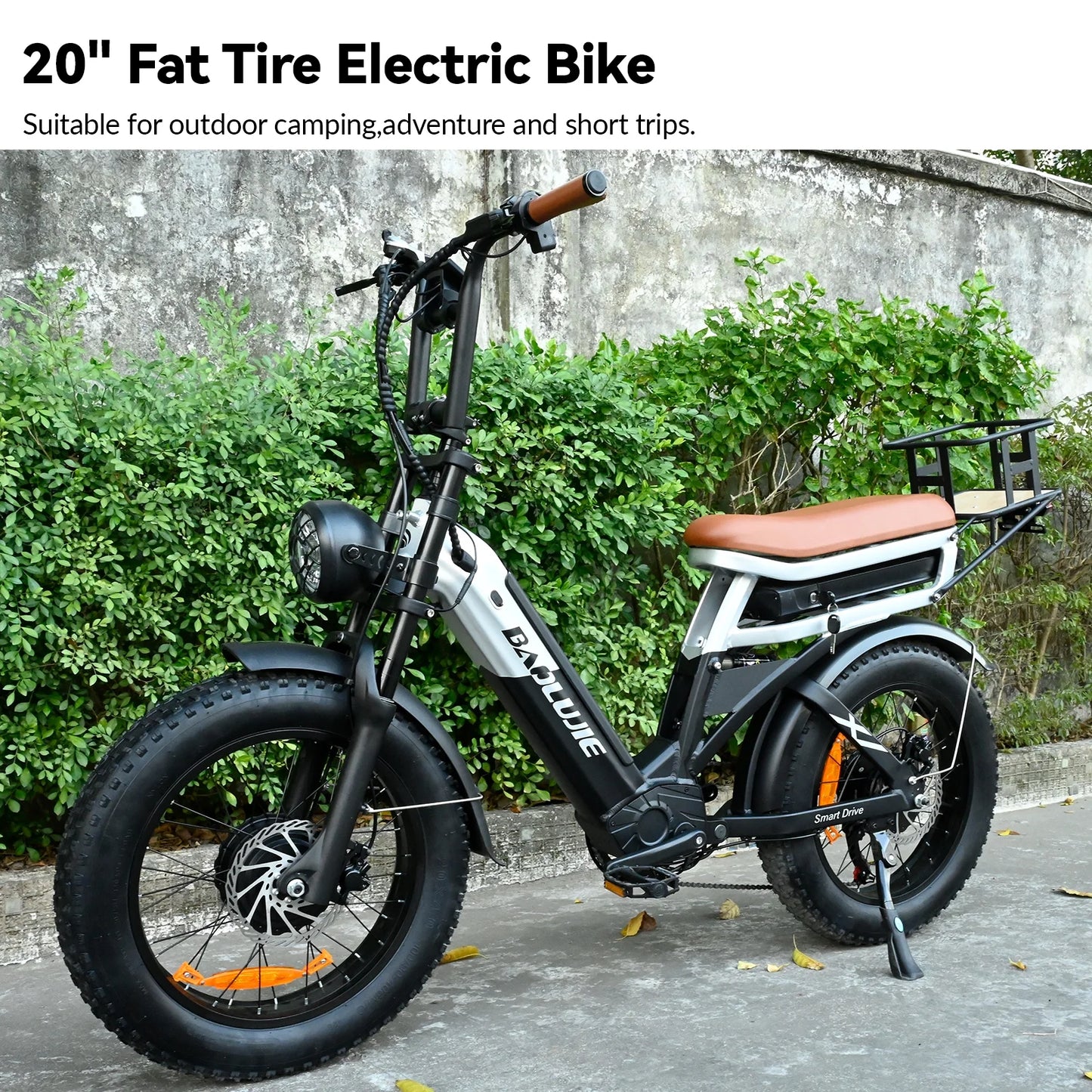 2000w dual motors ebike 48v30ah(15ah+15ah dual battery) 35mph electic bicycle 20''*4.0 fat tire smn 7 speed hydraulic disc brake 100 miles max range electric bike lockable suspension black  rear shelf