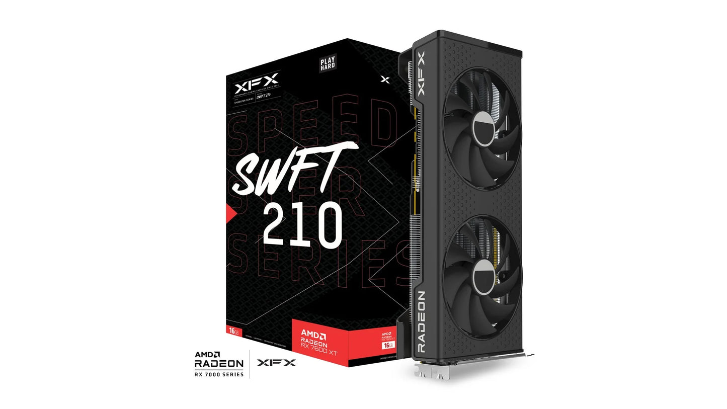 Xfx speedster swft210 radeon rx 7600xt core gaming graphics card with 16gb gddr6 hdmi 3xdp, amd rdna 3 rx-76tswftfp