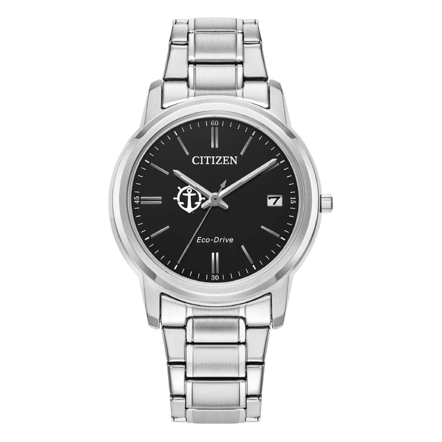 Women's citizen watch  silver portland pilots eco-drive black dial stainless steel watch