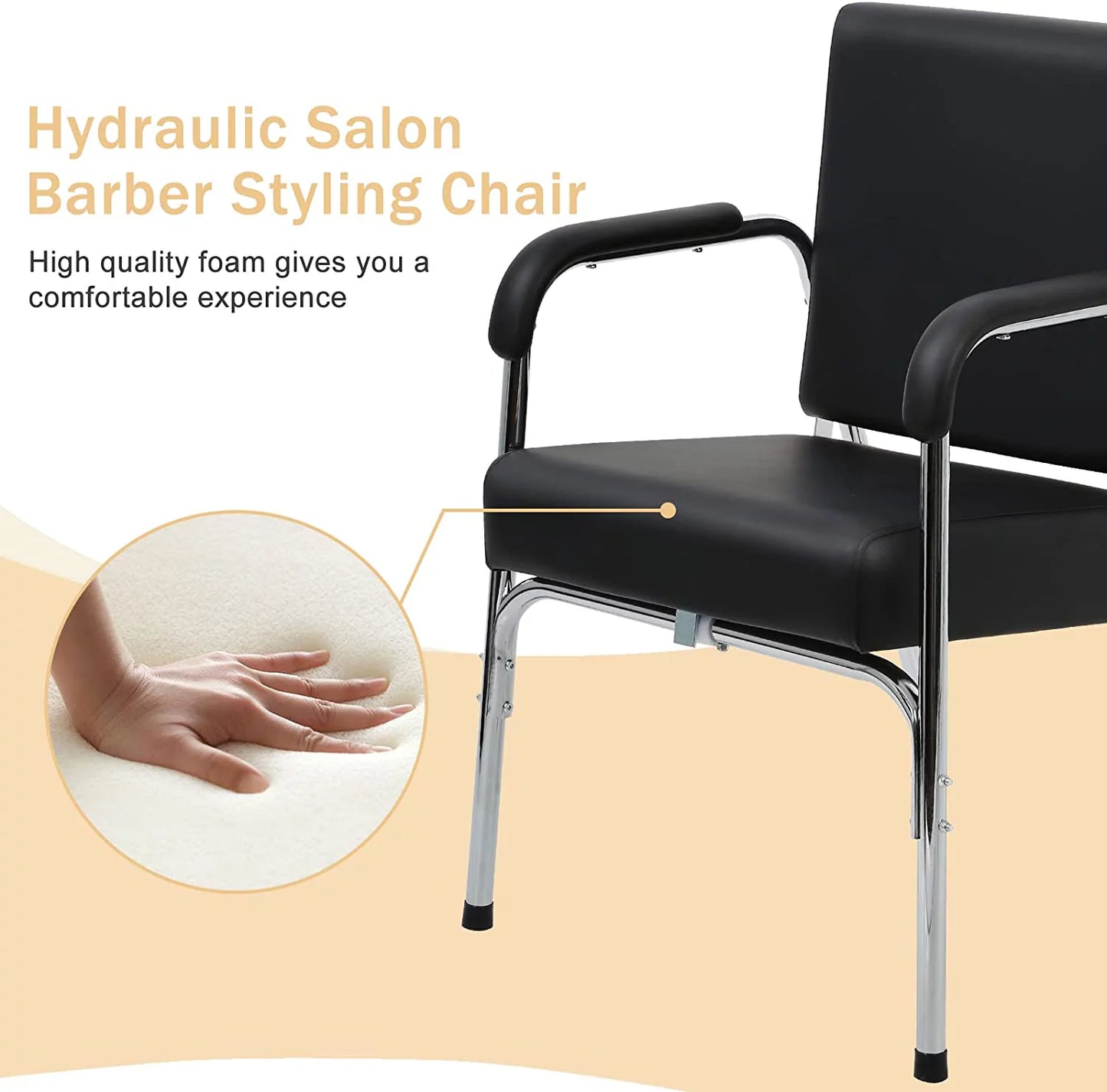 Salon chair for hair stylist barber chair hair stylist chair heavy duty modern fashion auto reclining shampoo chair spa beauty equipment for women men, black