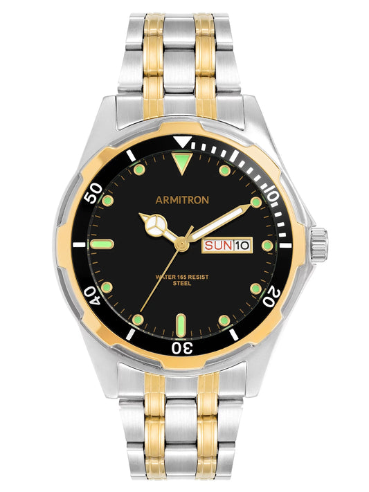 Armitron men's two tone round black dial casual watch