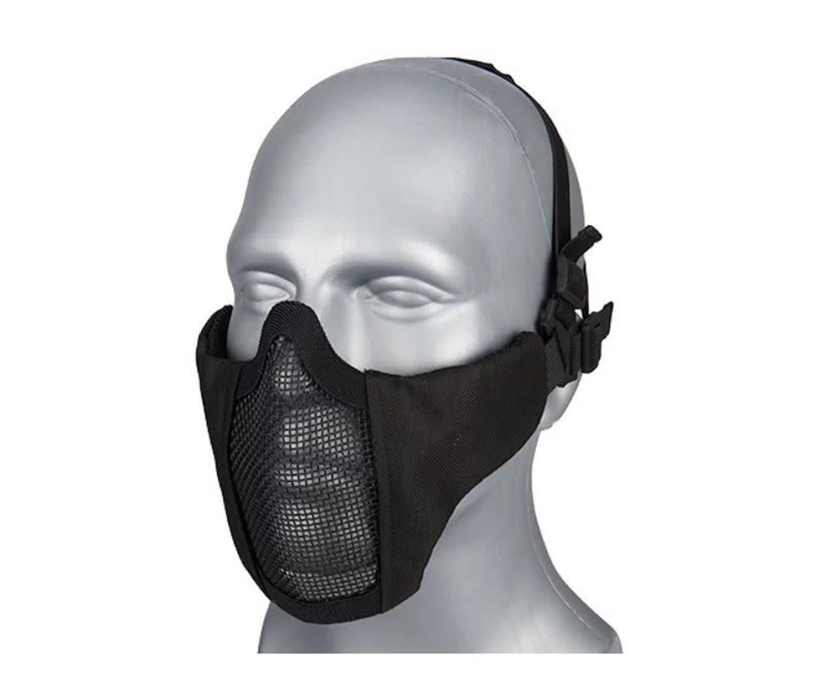 Wosport paintball foldable half face lower unisex mask comfortable adjustable protective prop black