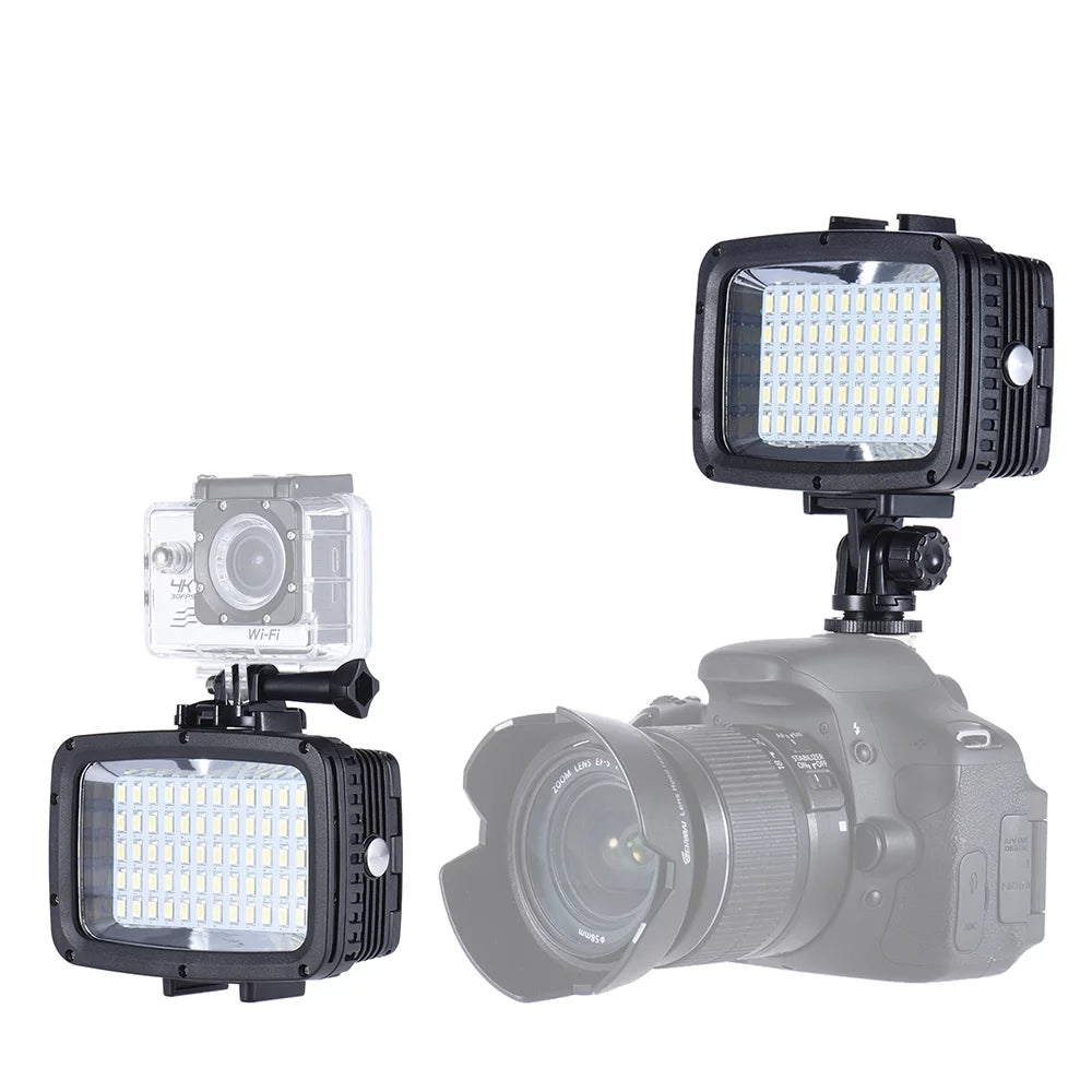 Andoer ultra bright 1800lm 3 modes waterproof underwater 40m 5500k 60pcs diving fill-in video studio photo lamp for 10 yi sjcam cam & for dslr w/ hot shoe mount + 3 * f