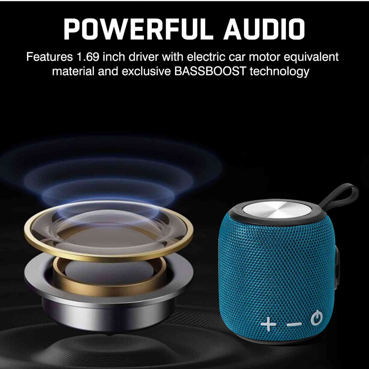 Bluetooth speaker: powerful stereo sound, ipx7 waterproof, true wireless stereo pairing, portable design, latest bluetooth v5.2 - perfect for mi max 3, beach, outdoor, home, parties, scooter - blue