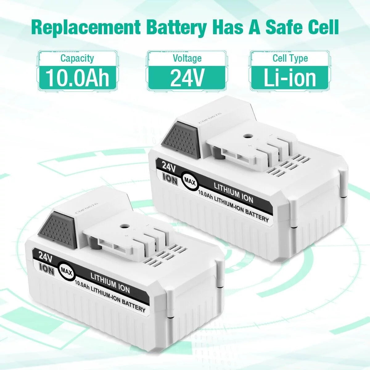 2packs 10000mah li-ion battery compatible with sun joe and snow joe 24v battery for 24vbat-ltx 24vbat-ltw 24vbat-lte 24vbat-lt 24vbat 24v-x2-sb18 ion+ system for all joe ion+ 24v cordless snow blower