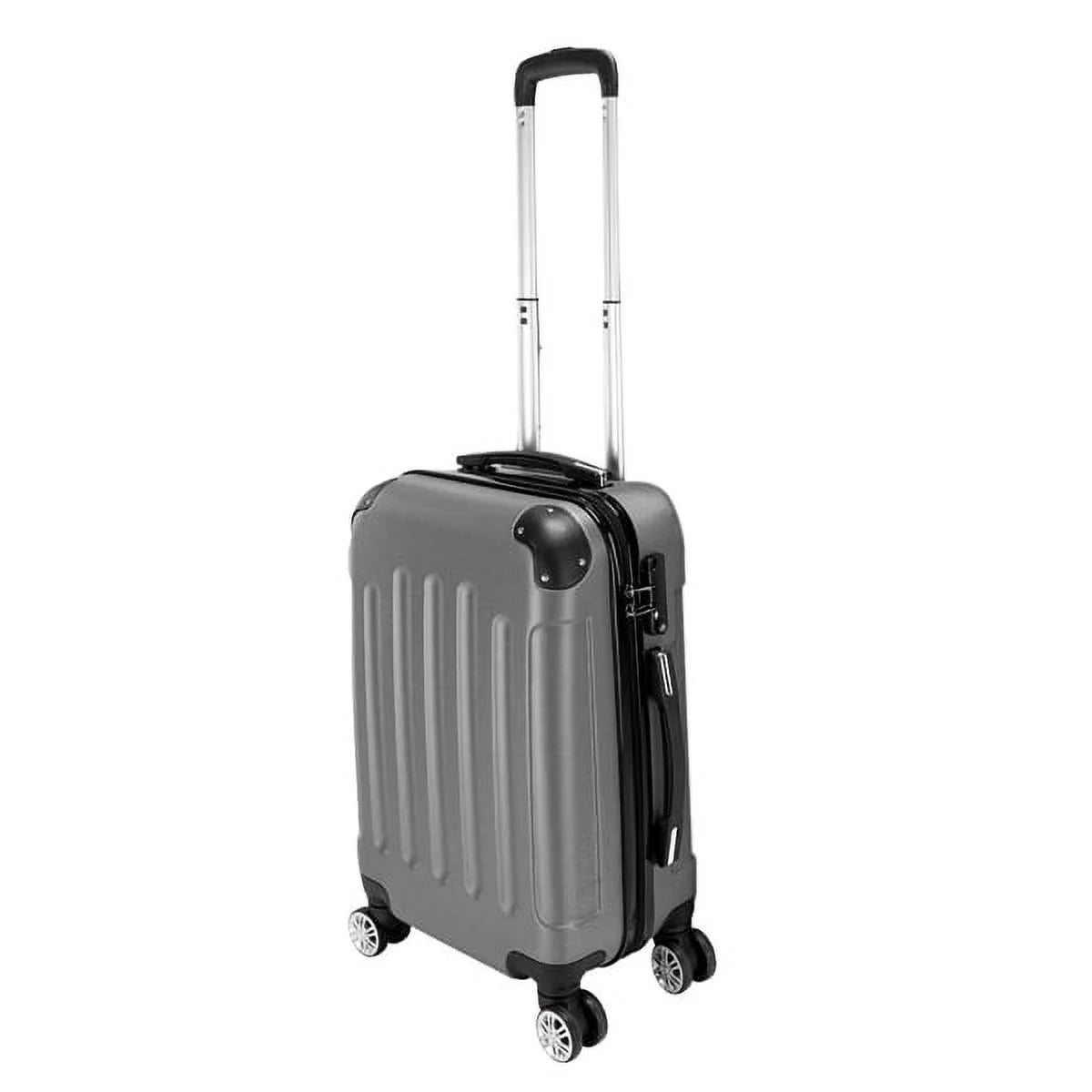 3-in-1 portable abs trolley case 20" / 24" / 28" dark gray - lightweight travel suitcase set