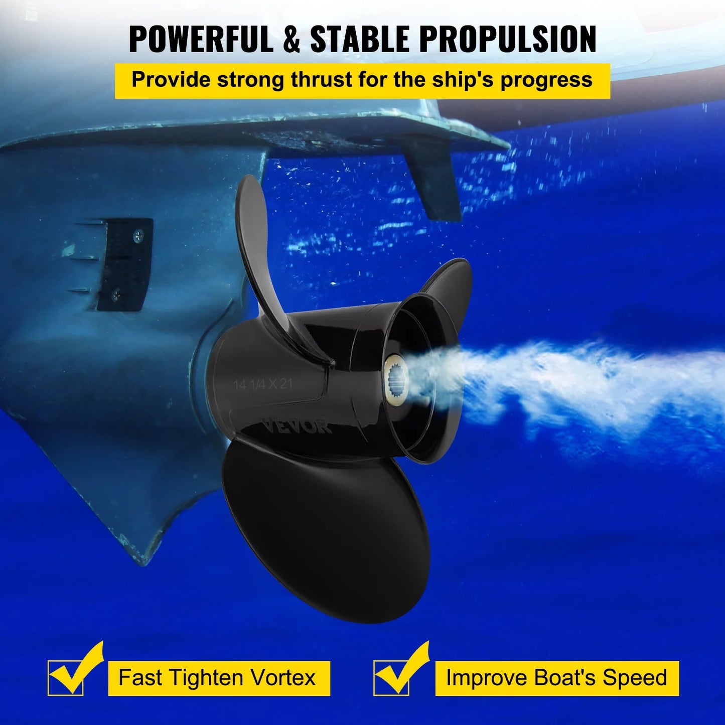 Vevor outboard propeller, 3-blade 14 1/4 x 21" boat propeller, replace for oem 3817469, compatible sx sterndrives outboard volvo penta engine, right-handed aluminium propeller & 19 spline teeth