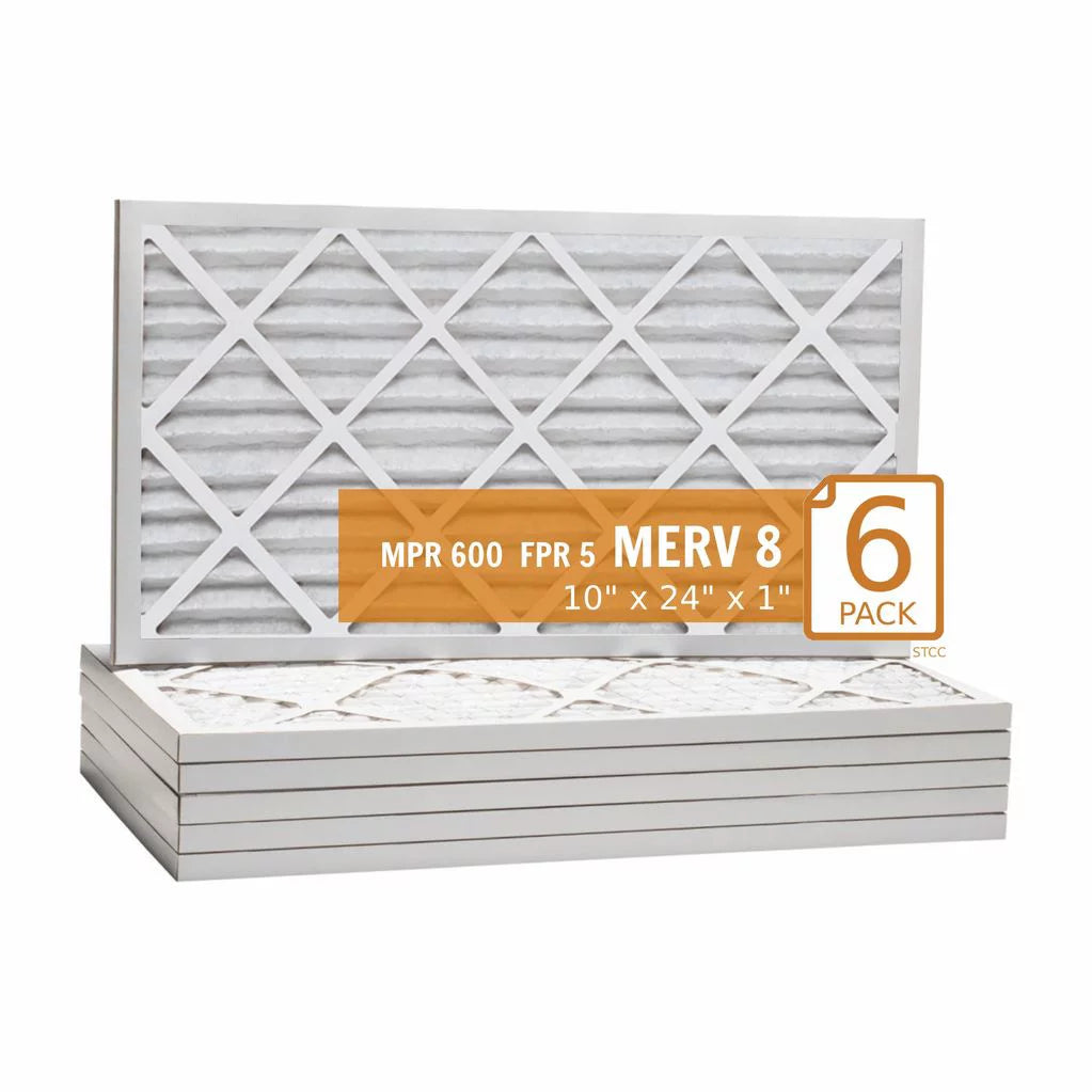 10x24x1 key pleat purolator air filter - merv 8 (6 pack)