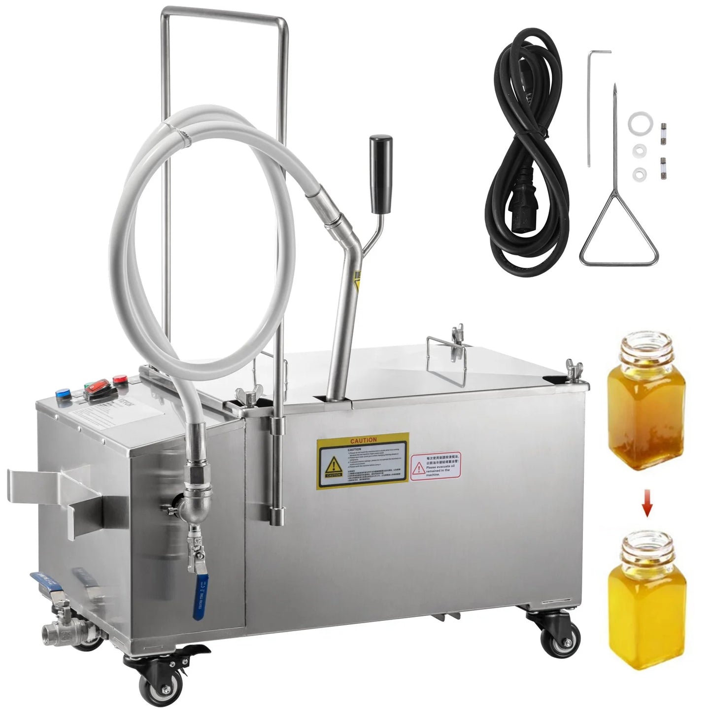 Vevor 116 lbs mobile fryer filter, 300w oil filtration system with pump and hose at 110v