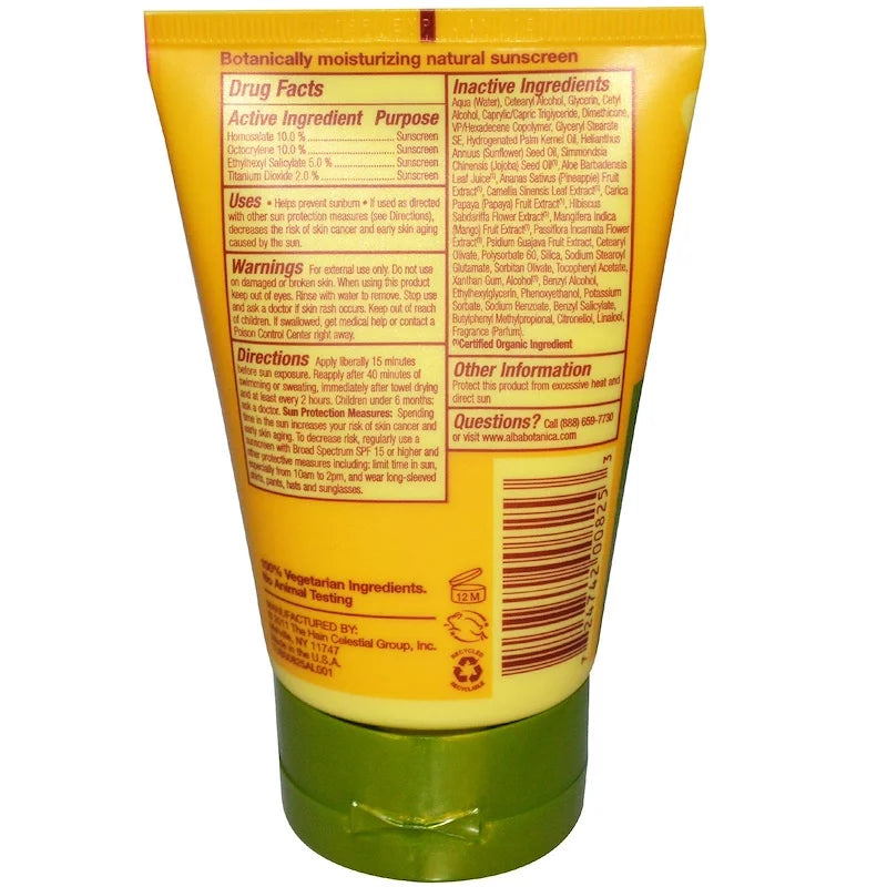 Alba botanica, natural hawaiian sunscreen, spf 30, 4 oz (113 g)