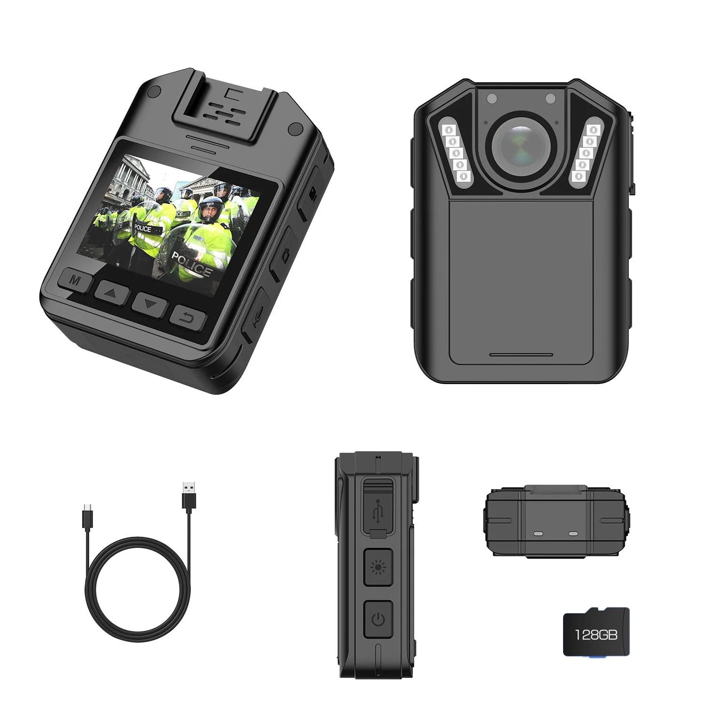 Rony 1440p mini body camera - 128gb wearable police body camcorder with night vision - waterproof body cam with audio and video recording for law enforcement security guard home