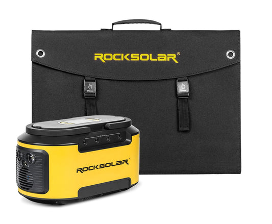 Rocksolar ready 200w portable power station with a 30w foldable solar panel solar generator kit