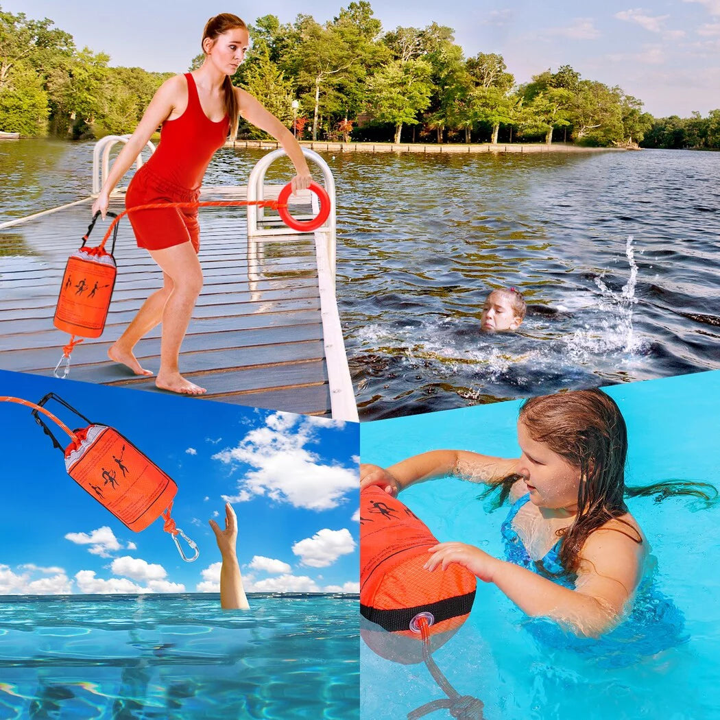 Water rescue throw bag with 70 feet of rope, first aid device for kayaking and rafting, safety equipment for raft and boat